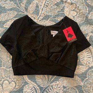 UV Black/Zippered Back Crop Top